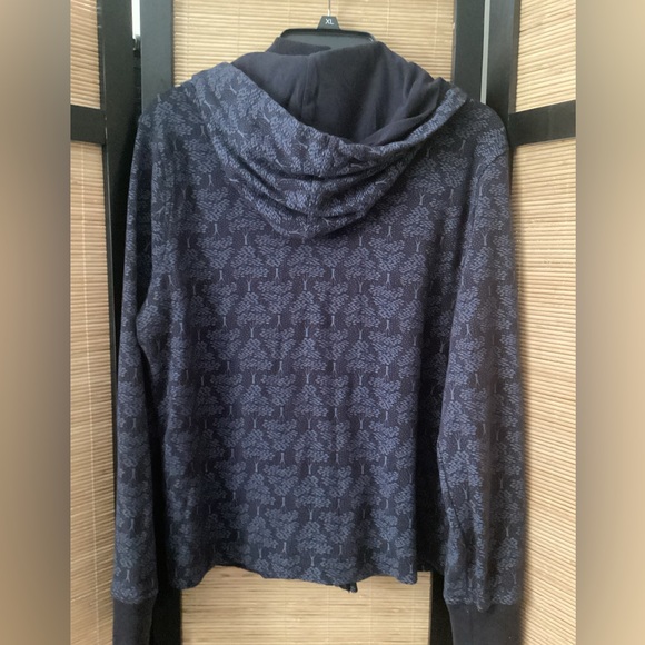 🌳 Merona tree print hoodie jacket XL navy cotton sweat jacket zipper - Picture 2 of 4